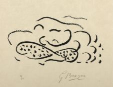 BRAQUE, Georges, "o.T.", Original-Lithografie/Japan, ca. 20 x 32, nummeriert 26/40, handsigniert,