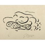 BRAQUE, Georges, "o.T.", Original-Lithografie/Japan, ca. 20 x 32, nummeriert 26/40, handsigniert,