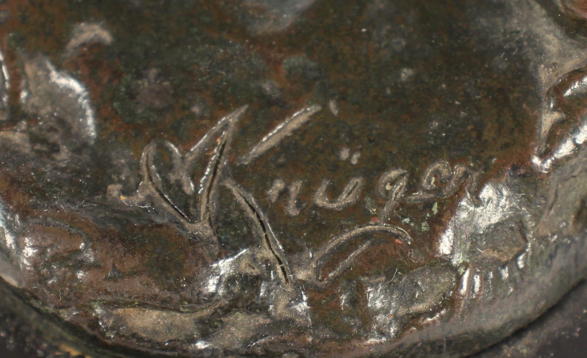 KRÜGER, "Kugelspieler", Bronze, H 12, signiert, Sockel - Image 4 of 4