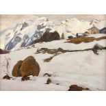 VON HAYEK, Hans (1869-1940), "Winter im Gebirge", Öl/Lwd., 51 x 71, unten rechts signiert, verso