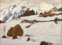 VON HAYEK, Hans (1869-1940), "Winter im Gebirge", Öl/Lwd., 51 x 71, unten rechts signiert, verso