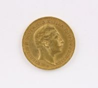 REICHS-GOLDMÜNZE PREUSSEN, 20 Mark, 900/ooo Gelbgold, Wilhelm II., Dm 2,2, 7,96g, 1901