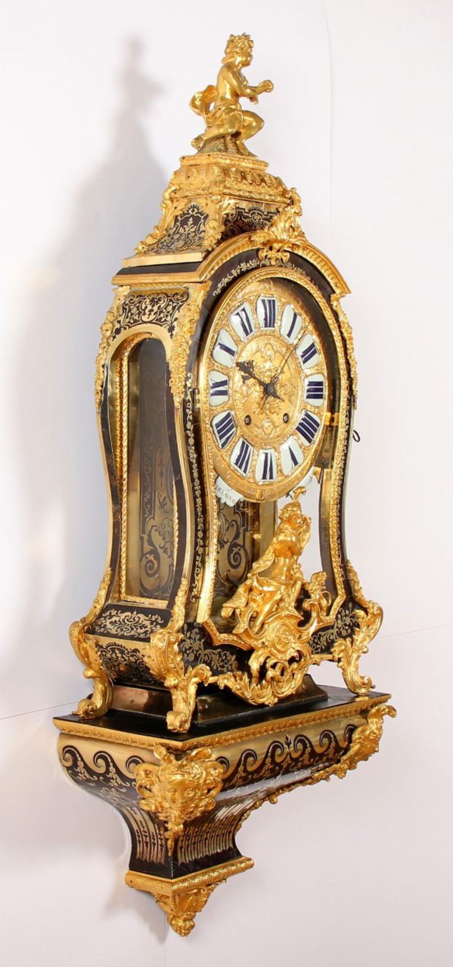 LOUIS-QUINZE-PENDULE, Boulle-Gehäuse mit vergoldeten Bronzeapplikationen, vergoldetes - Bild 3 aus 10