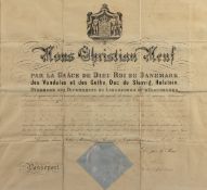 PERSONALAUSWEIS, 44 x 48, mit Papiersiegel und Poststempel verso, montiert, DÄNEMARK, 1865, zwischen