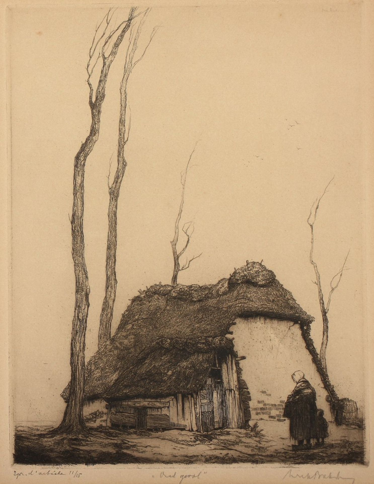 BAKSTEEN, Dirk (1886-1971), "Bauernhaus", Original-Radierung, 27 x 21, unten rechts handsigniert,