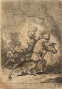 REMBRANDT, nach, Radierung von Claude-Henri Watelet, "Flucht nach Ägypten", ca. 9 x 6,4, R.