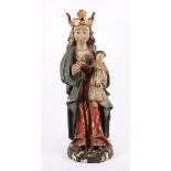 MADONNA MIT KIND, Holz, geschnitzt, farbig gefasst, H 74, besch., 20.Jh.