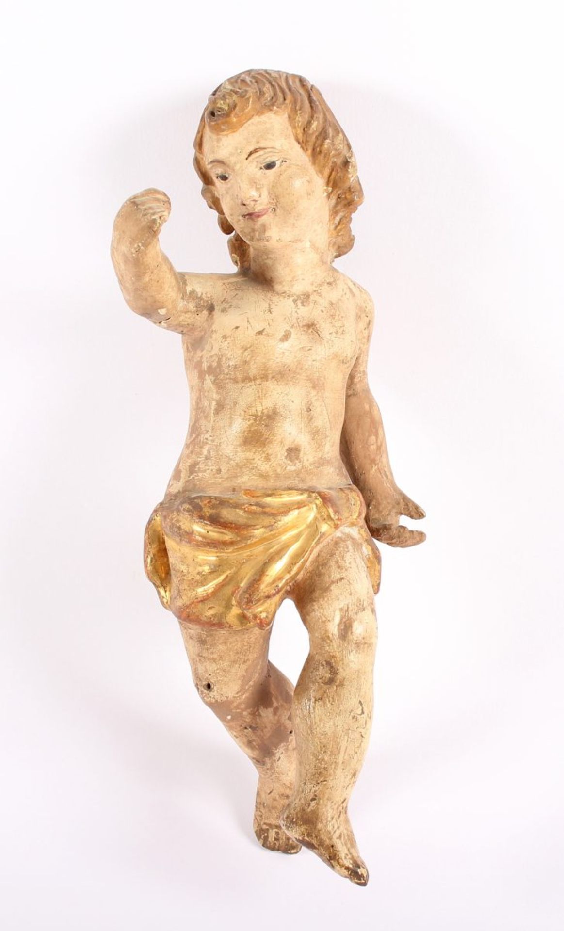 HEILIGER PAULUS UND KLEINER ENGEL, Holz, geschnitzt, farbig gefasst, vergoldet, H 48 und H 23, - Bild 6 aus 6