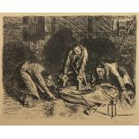 BARLACH, Ernst, "Letzter Dienst", Lithografie auf chamoisfarbenem Velin, 28 x 34,5, handsigniert,