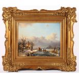 MULDER, Johan H. (1822-1907), "Niederländische Winterlandschaft", Öl/Holz, 22 x 28, unten links