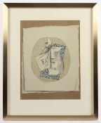 BRAQUE, Georges, "Verre et journal", Farblithografie, 39 x 28,5, nach der Arbeit von 1914, Maeght-