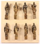 ACHT APOSTELFIGUREN, Bronze, Reste von Vergoldung, besch., H bis ca. 22, Jakob Daniel BURGSCHMIET (