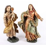 ZWEI HEILIGENFIGUREN, Christopherus und Madonna, Holz, farbig gefasst, rest., besch., 18./19.Jh.