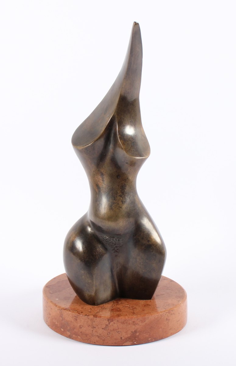 WYS, Stan (Stanislaw Wysocki *1949), "Frauentorso", Bronze, H 27, Marmorsockel, seitlich signiert