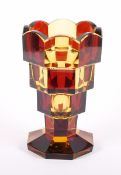 ART DECO-VASE, amberfarbenes Glas, H 21, wohl ENGLAND, um 1925