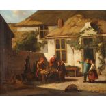 KANNE, Philippus Anthonius Alexander (1833-1870), "Szene vor einem Bauernhaus", Öl/Holz, 25 x 31,