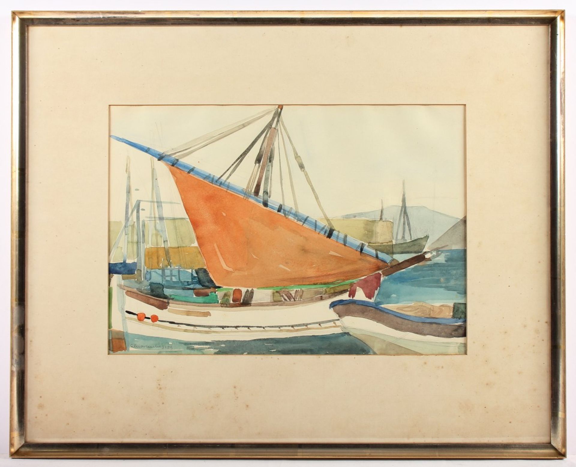 SCHNORRENBERG, Rose-Marie, "Segelboote", Aquarell/Papier, 33 x 47, unten links handsigniert und - Bild 2 aus 2