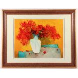 GAVEAU, Claude, "Vase mit Blumen", Original-Farblithografie, 47 x 59, nummeriert und handsigniert,