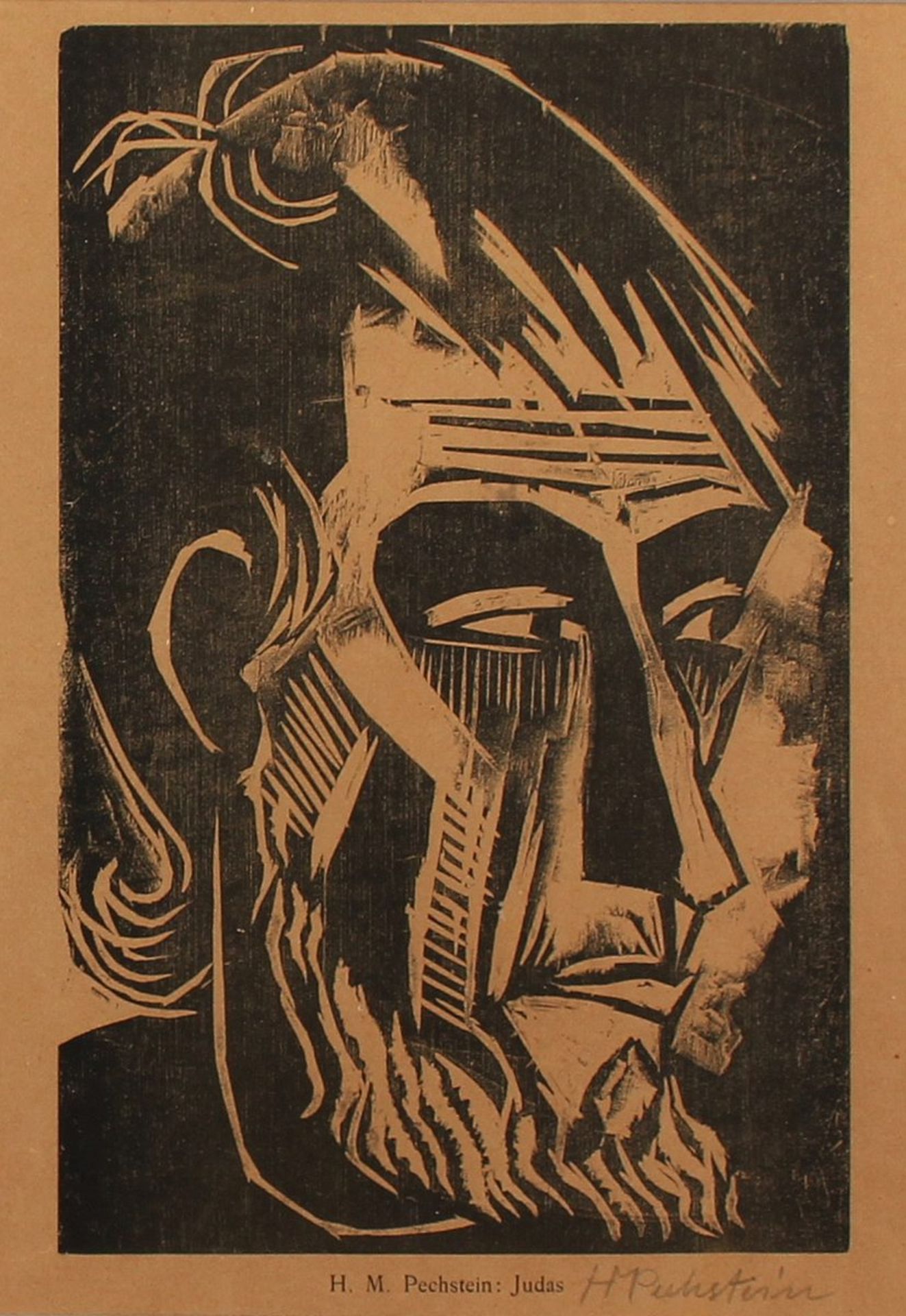 PECHSTEIN, Hermann Max, "Judas Ischarioth", Original-Holzschnitt, 24 x 15,5, 1919, eines von 100 Ex. - Bild 2 aus 2