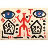 PENCK, A.R., "o.T.", Gouache/starkem handgeschöpftem Bütten, 70 x 106, unten links Widmung,