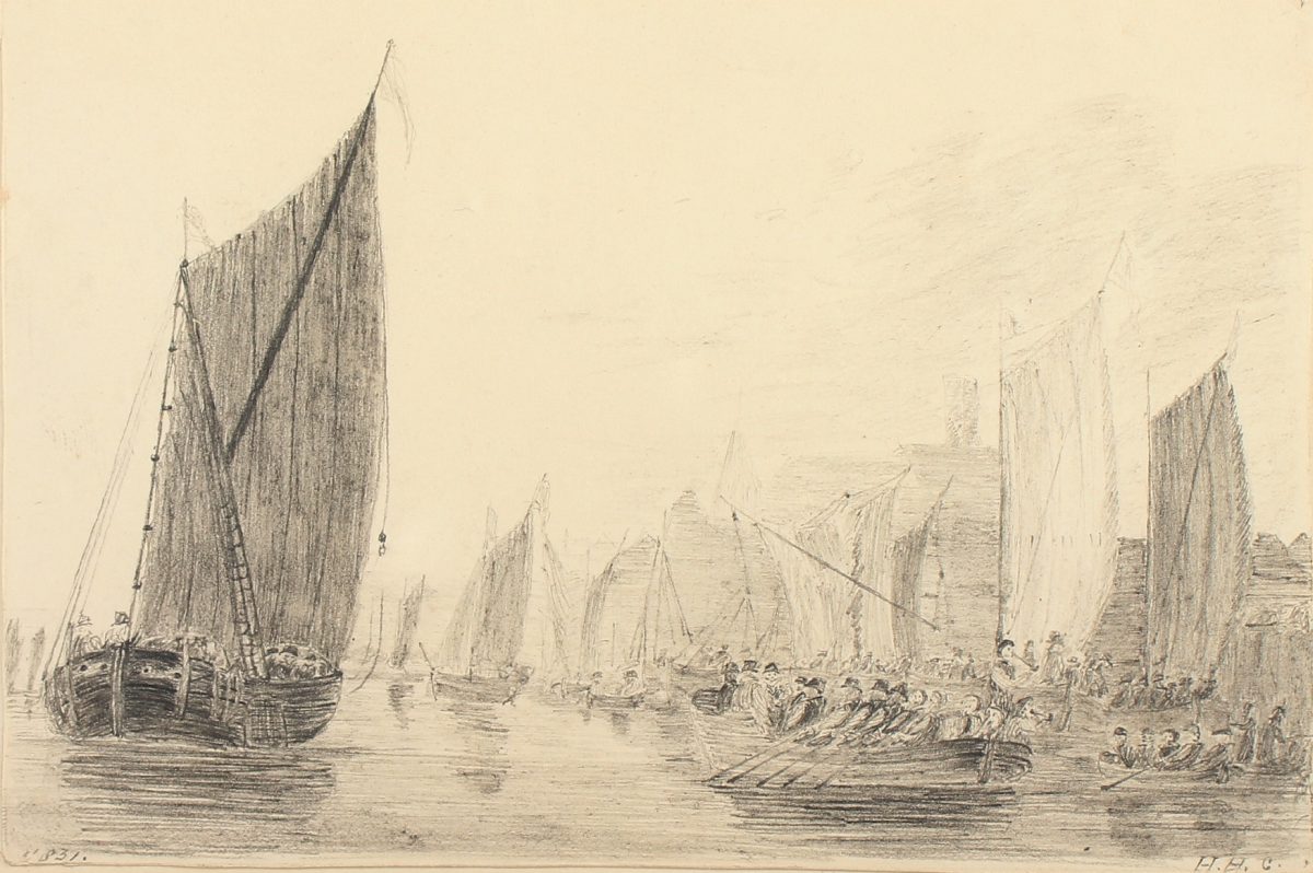ZEICHNER UM 1830, "Segelboote", Bleistift/Papier, 9,5 x 14, unten rechts monogrammiert "H.H.C.", - Image 2 of 2