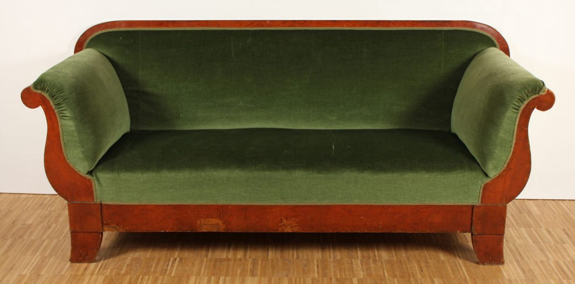 BIEDERMEIER-SOFA, Mahagoni, Rückenlehne abnehmbar, H 90, B 205, T 72, besch., DEUTSCH, 1.H.19.Jh.