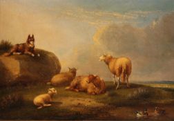 VAN SEVERDONCK, Frans (1809-1889), "Schäferhund mit Schafen", Öl/Lwd., 18 x 26, unten Mitte signiert