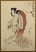 FARBHOLZSCHNITT, Kikugawa EIZAN (1787-1867), "Schauspieler", unter Glas gerahmt, JAPAN, um 1820