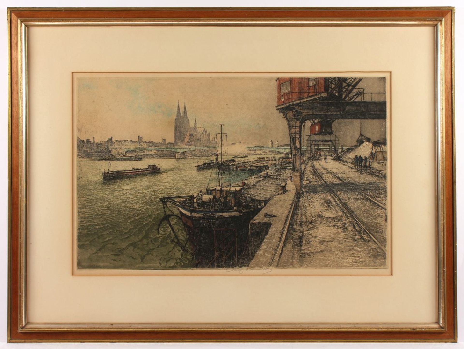 KASIMIR, Luigi, "Köln", Original-Farbradierung, 43 x 69, handsigniert, R. - Bild 2 aus 2