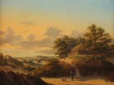 VAN AMEROM, Cornelis Hendrik (1804-1870), "Landschaft mit Schäfer und Herde", Öl/Holz, 27,5 x 36,