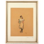 GERSON, Hans (*1882), "Mädchen mit Puppe", Kohle/Farbstift/Papier, 28 x 22,5 (