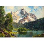 UNGER, Wolfgang Heinz (*1929), "Eibsee mit Zugspitze", Öl/Lwd., 50,5 x 70,5, unten rechts