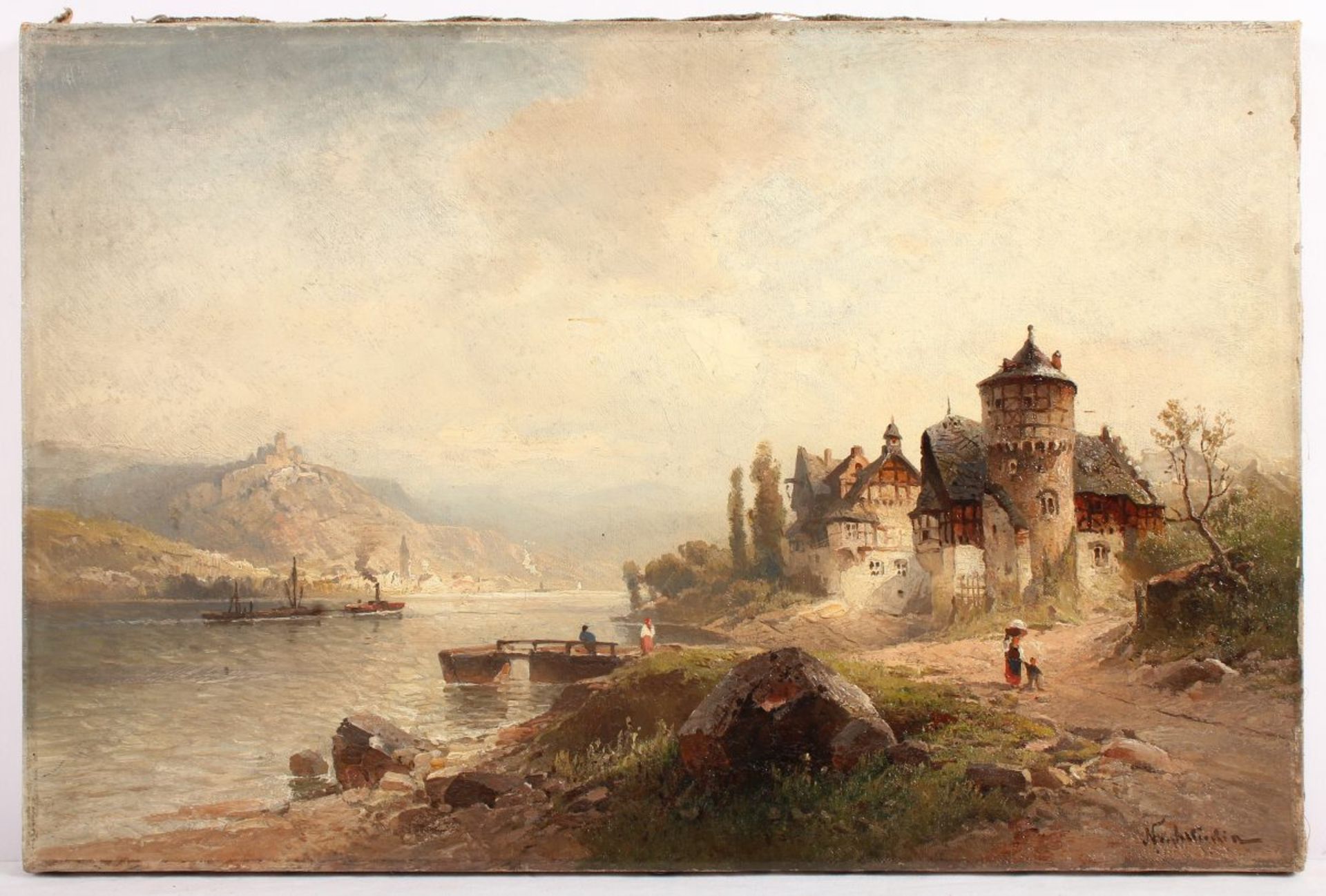 ASTUDIN, Nikolai von (1847-1925), "Partie bei Rhens am Rhein", Öl/Lwd., 30,5 x 46, unten rechts - Bild 2 aus 4