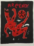 PENCK, A.R., "Komposition in Rot", Farbserigrafie, 55 x 43, nummeriert VI/XX, handsigniert, R.