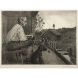 THOMA, Hans, "Feierabend", Original-Radierung, 32 x 45, leicht besch., handsigniert, 1901,