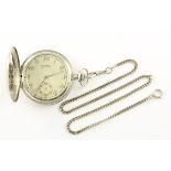 HERRENTASCHENUHR, 900/ooo Silber, ZENTRA, Zifferblatt mit arabischen Ziffern, separater Sekunde,