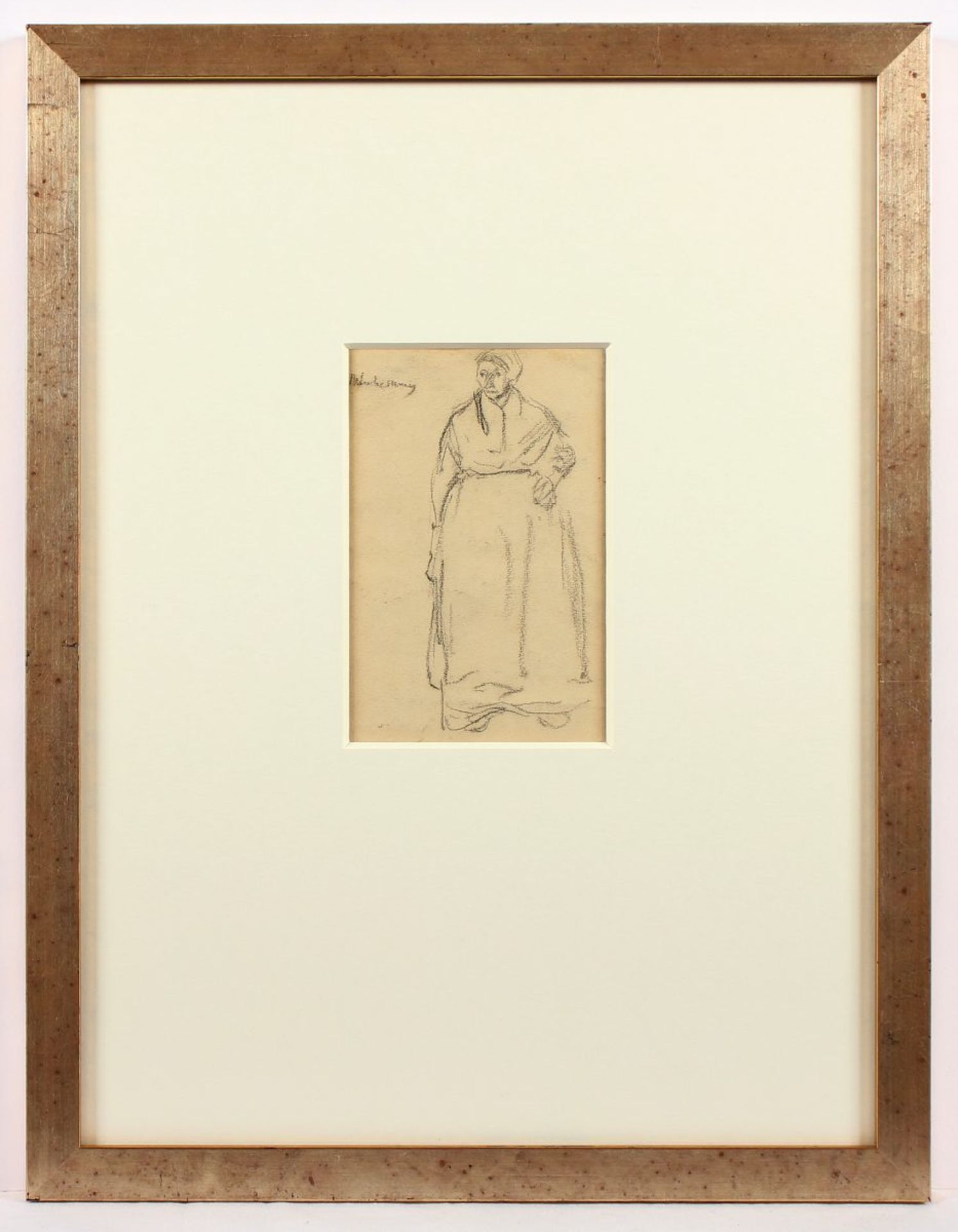 LIEBERMANN, Max, "Bäuerin", Kreide auf Velin, 17 x 10,5, handsigniert oben links, verso befindet - Bild 2 aus 2