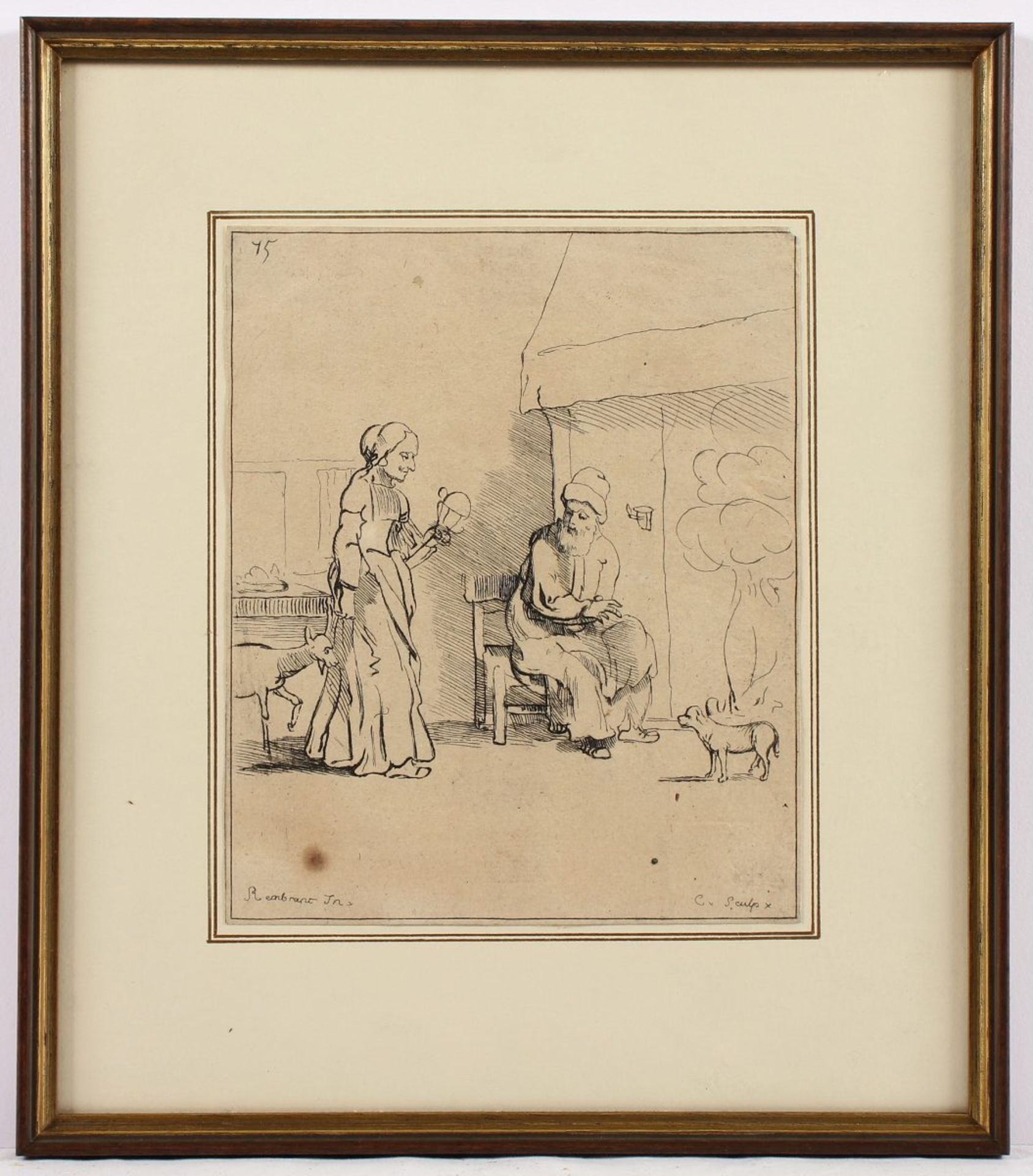REMBRANDT, "Der blinde Tobias", Radierung von Anne Claude Philippe Comte de Caylus, in der Platte - Bild 2 aus 2