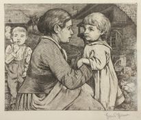 THOMA, Hans, "Aus der Jugendzeit (Mutter und Kind)", Original-Radierung, 22,5 x 27, handsigniert,