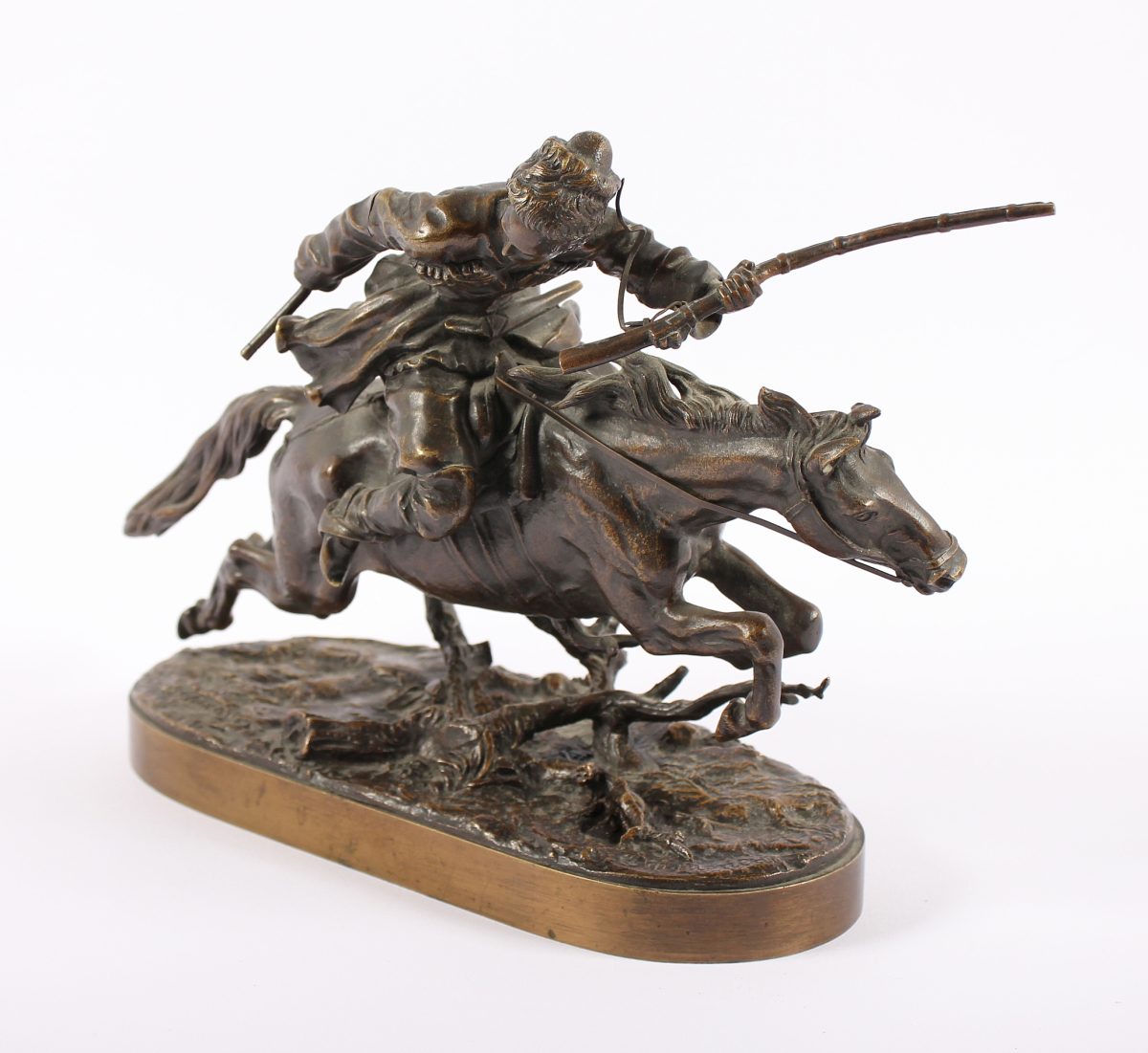 GRACHEV, Vassily Yacovlevitch (1831-1905), "Kosake zu Pferd", Bronze, L ca. 26, H 19, Gießermarke, - Image 2 of 5