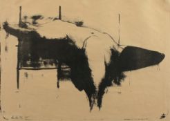 MODERNER GRAFIKER, "Liegende", Lithografie, 29 x 40, handsigniert und datiert '55, R.