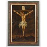 SAKRALMALER, 18.Jh., "Kreuzigung Christi", Öl/Lwd., 47 x 31, besch., R.
