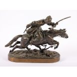 GRACHEV, Vassily Yacovlevitch (1831-1905), "Kosake zu Pferd", Bronze, L ca. 26, H 19, Gießermarke,