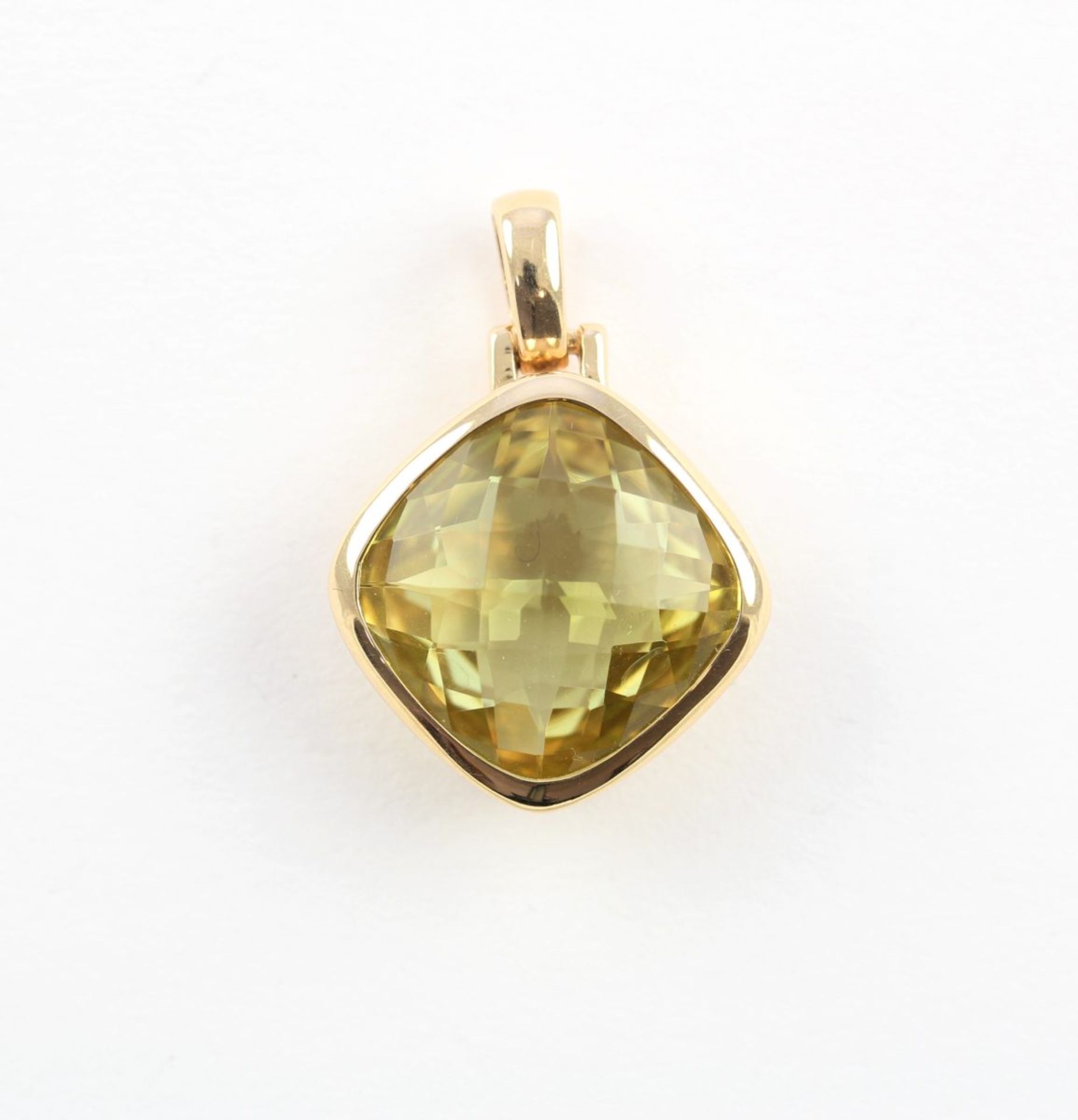 ANHÄNGER, 585/ooo Roségold, besetzt mit einem Lemoncitrin von ca. 8,89 ct., L 2, 6,05g