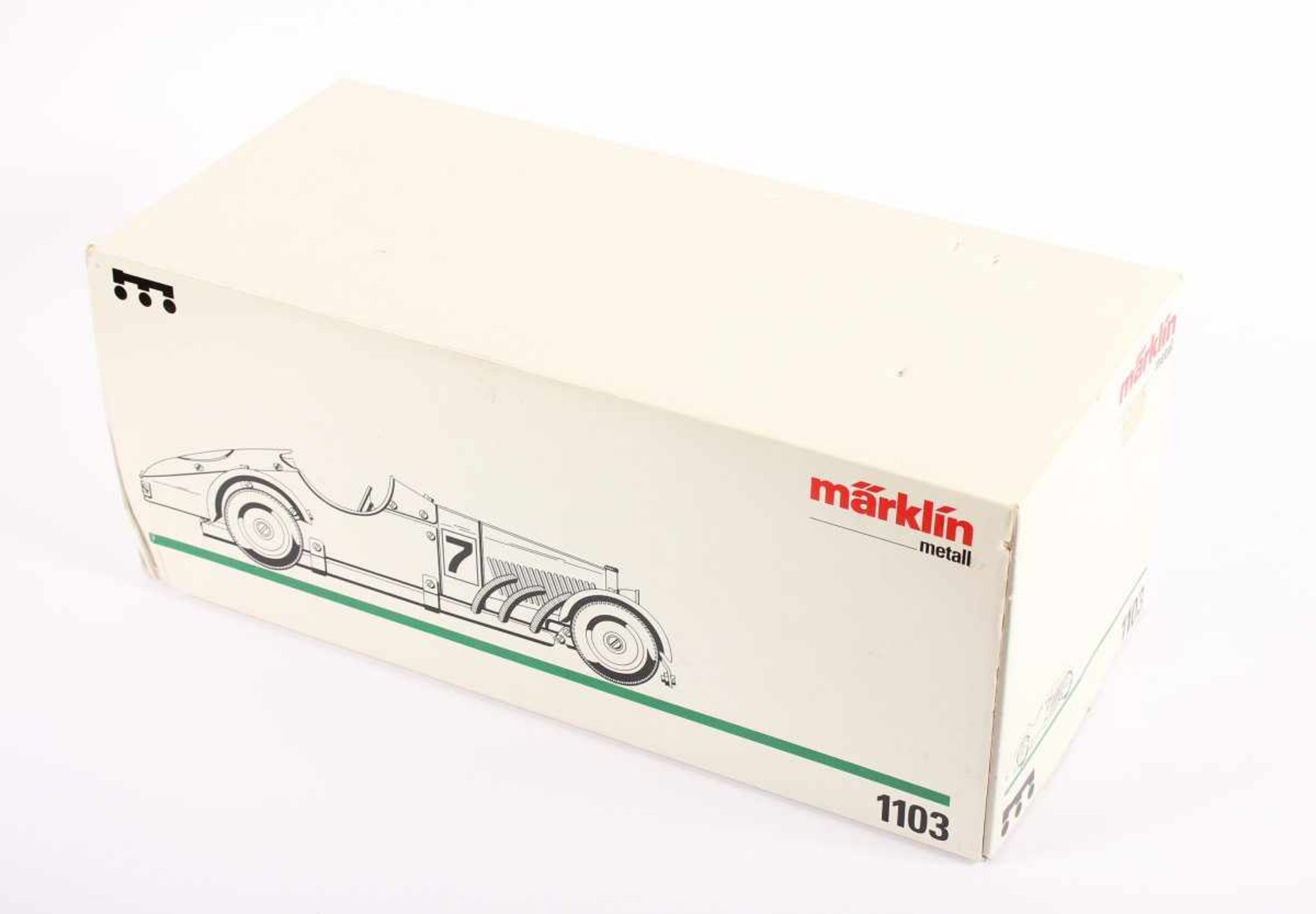 MÄRKLIN-RENNWAGEN, Modell 1103, Metallblech, mit Batteriebeleuchtung, gummibereift, Lenkung, - Image 3 of 4