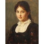 DEFREGGER, Franz von (1835-1921), "Bildnis einer jungen Frau", Öl/Holz, 27 x 21, parkettiert,