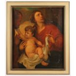 SAKRALMALER UM 1800, "Heilige Familie", Öl/Lwd., 89 x 76, altdoubliert, besch., R.