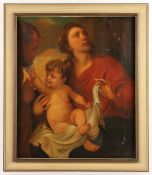 SAKRALMALER UM 1800, "Heilige Familie", Öl/Lwd., 89 x 76, altdoubliert, besch., R.
