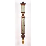 MARINE-BAROMETER, "Improved Sympiesometer", Mahagonigehäuse mit Quecksilbersäule, sowie Thermometer,