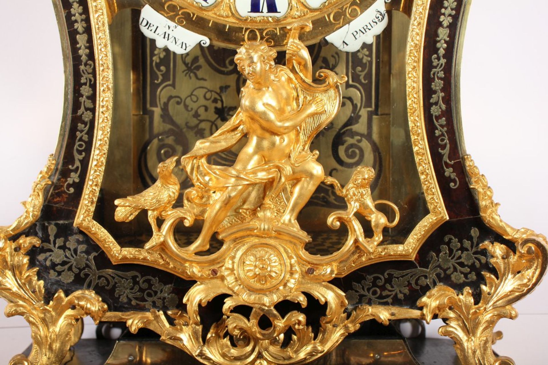 LOUIS-QUINZE-PENDULE, Boulle-Gehäuse mit vergoldeten Bronzeapplikationen, vergoldetes - Bild 6 aus 10